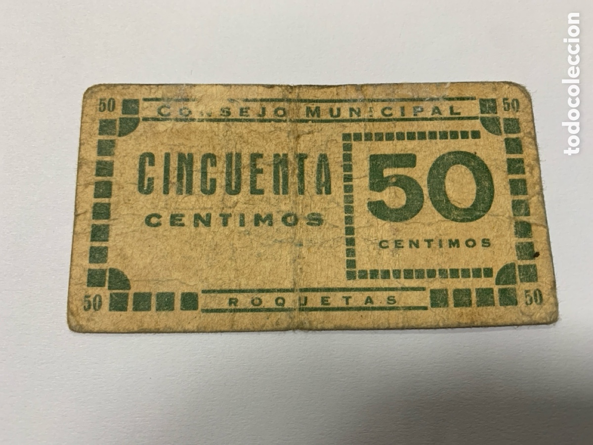 Monedas locales: Cart&oacute;n 50 c&eacute;ntimos, Roquetas - Foto 1