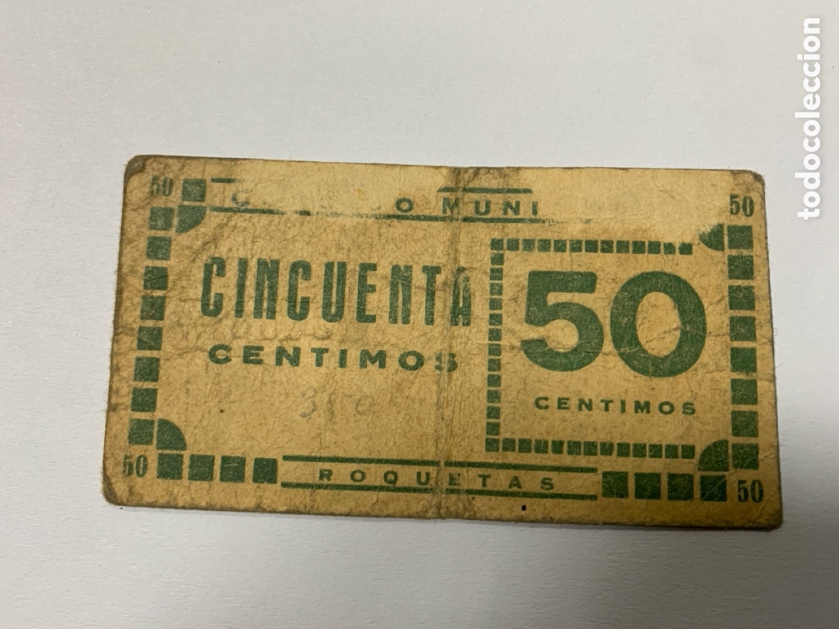 Monedas locales: Cart&oacute;n 50 c&eacute;ntimos Roquetas - Foto 1
