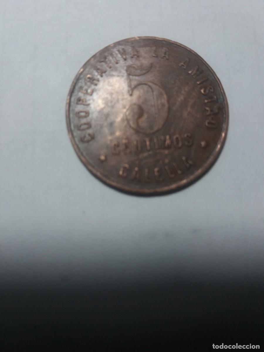 Monedas locales: Ficha Cooperativa 5 C&egrave;ntims C&eacute;ntimos LA AMISTAD Calella 1925 - Foto 2