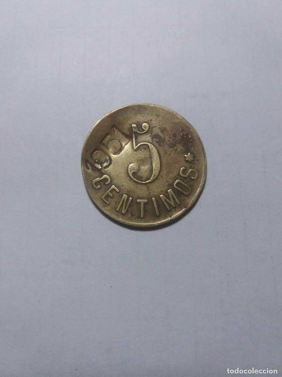 Monedas locales: Ficha Sociedad Cooperativa 5 C&eacute;ntimos LA CENETENSE Canet de Mar - Foto 2