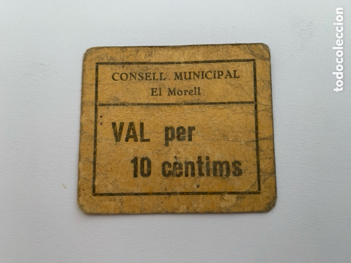 Monedas locales: Cart&oacute;n moneda 10 c&eacute;ntimos El Morell - Foto 1