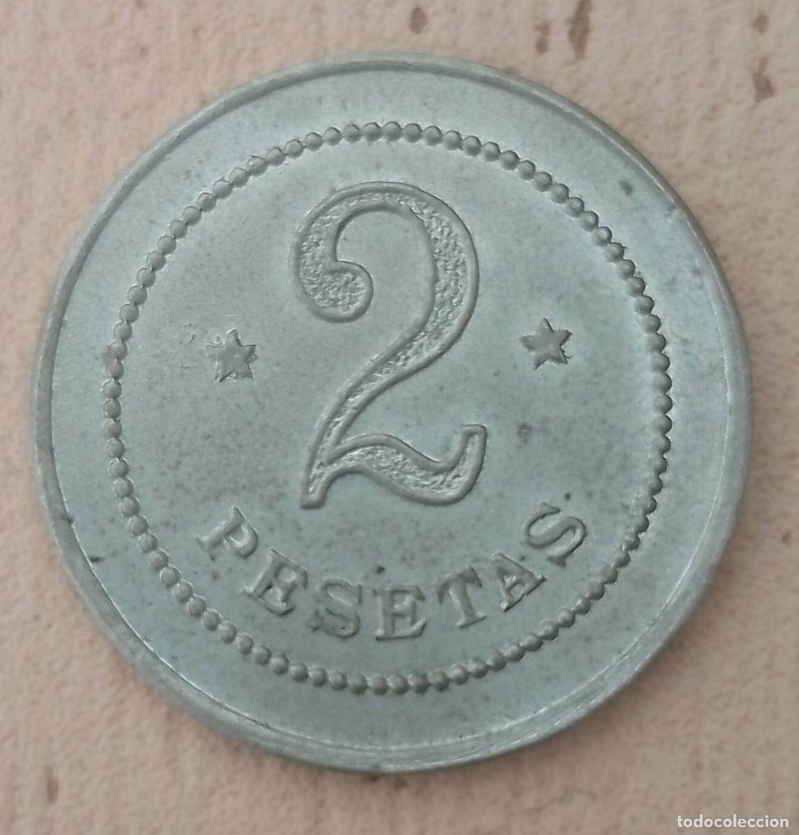 Monedas locales: Ficha, Token, Jet&oacute;n 2 Peseta Meneses - Foto 1