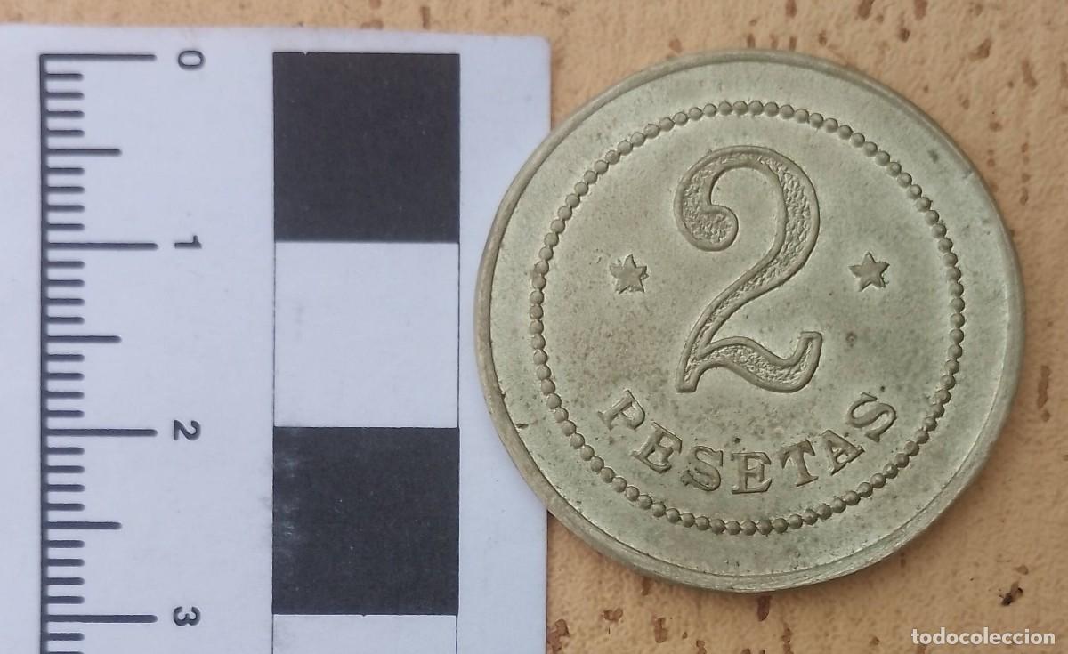 Monedas locales: Ficha, Token, Jet&oacute;n 2 Peseta Meneses - Foto 3