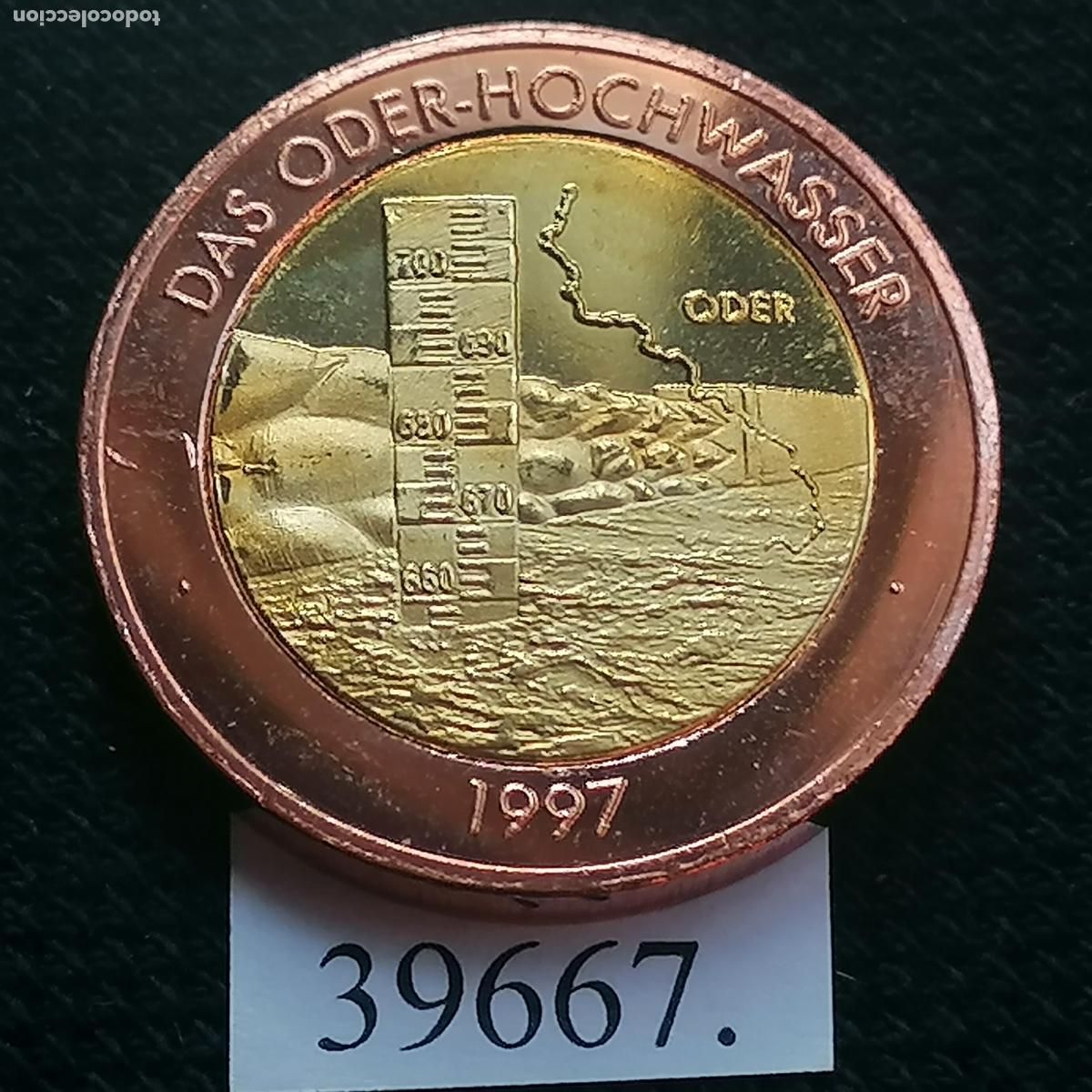 Monedas locales: ficha, das oder hochwasser 1997, bimetalica, token, jet&oacute;n. - Foto 1