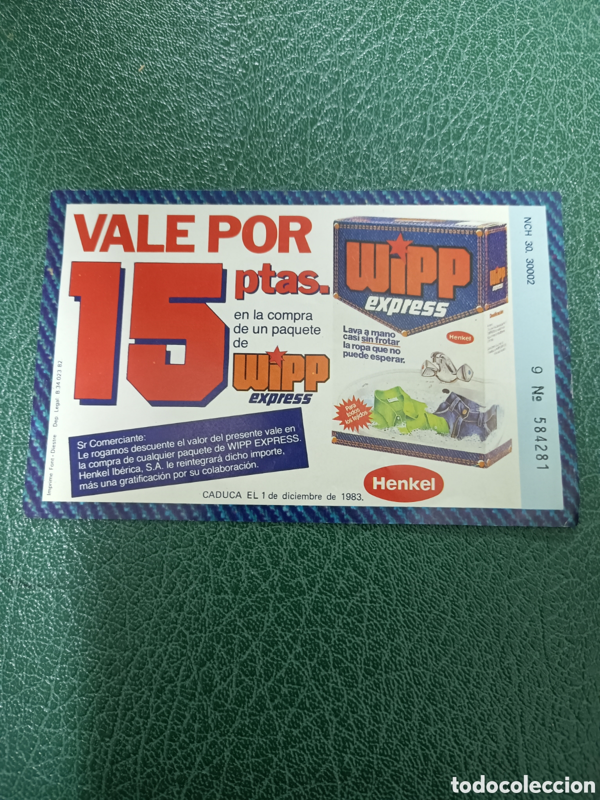Monedas locales: CUPON DESCUENTO 15 PESETAS WIPP EXPRESS 1983 - Foto 1