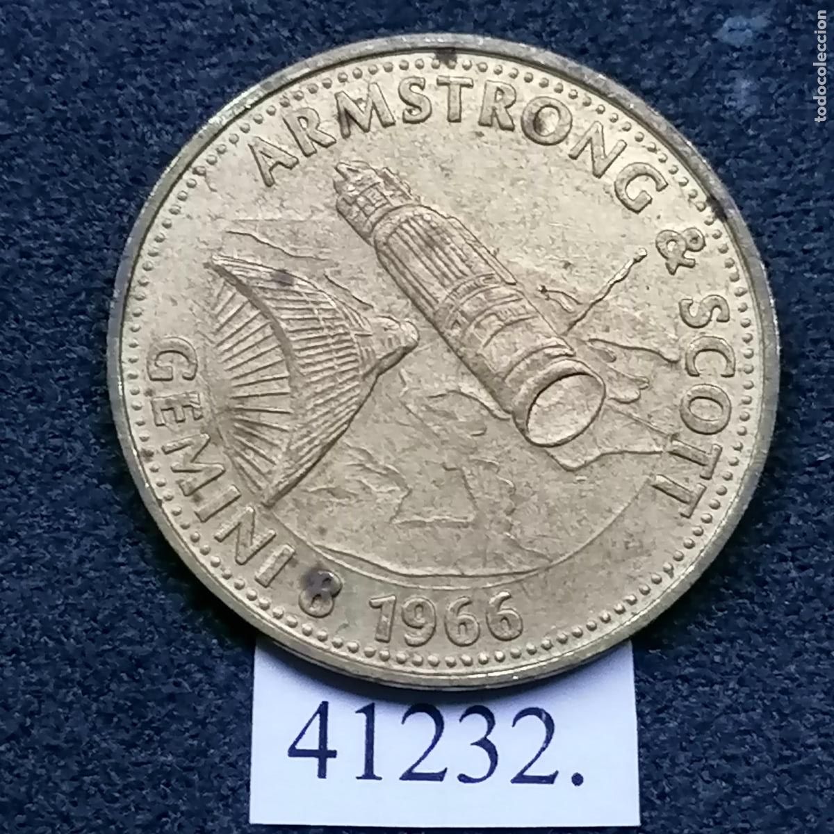 Monedas locales: ficha Shell, Armstrong y Scott, Gemini 1966,token, jet&oacute;n. - Foto 1
