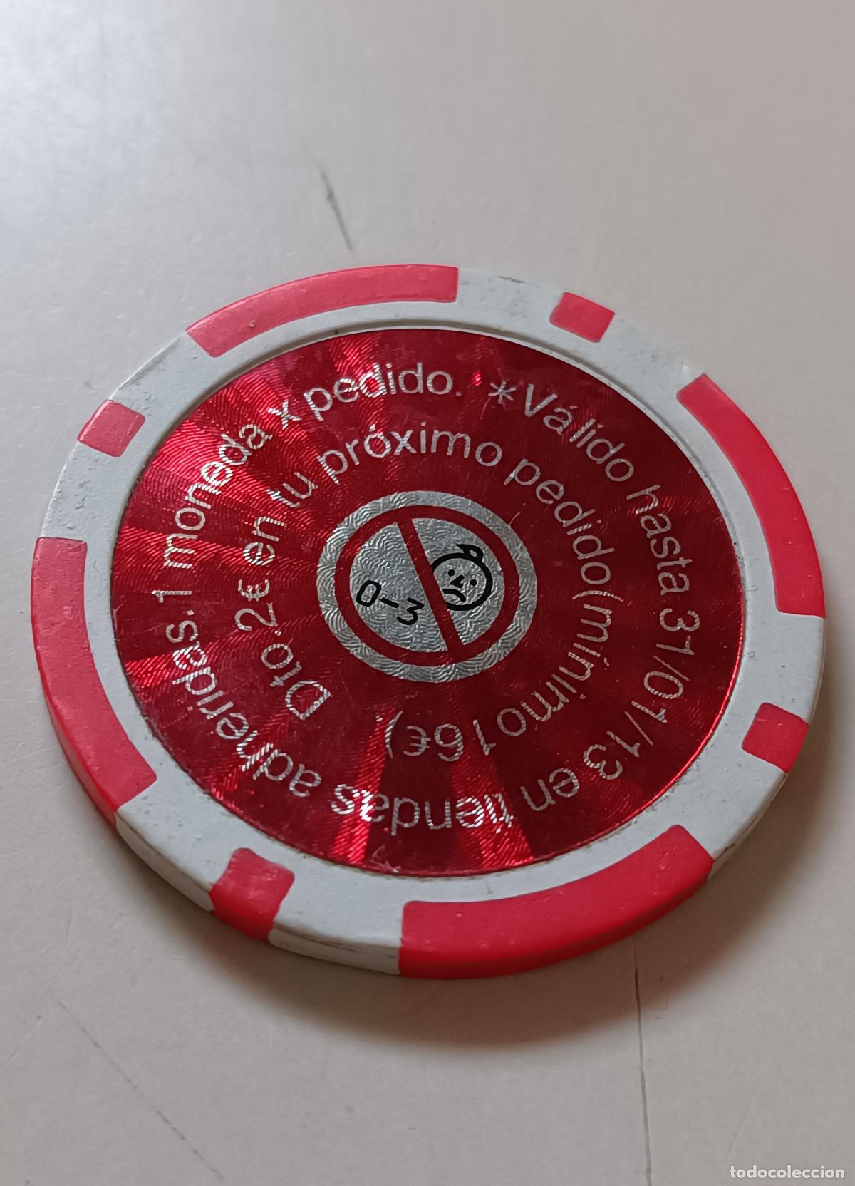 Monedas locales: Ficha Telepizza 2&euro;. Color Rojo. - Foto 2