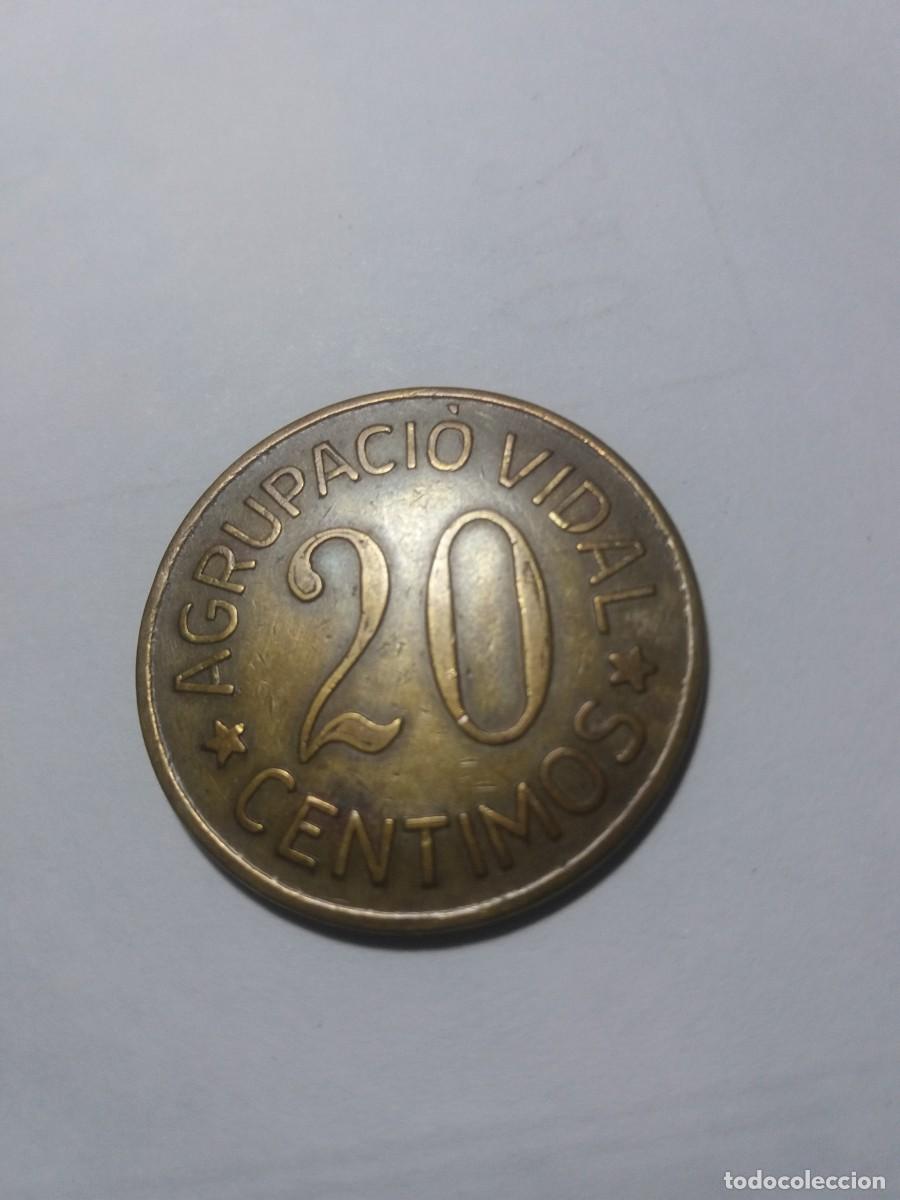 Monedas locales: Ficha 20 C&eacute;ntimos AGRUPACIO VIDAL Barcelona - Foto 1