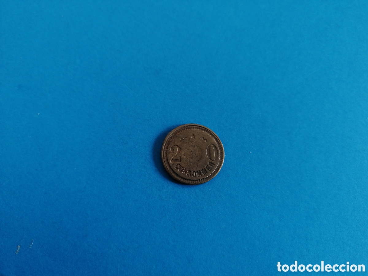 Monedas locales: Ficha de 20 centimes numerada - Foto 1