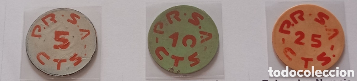 Monedas locales: FICHAS CELULOIDE FABRICA PAPELERAS BAMBU ALCOY - Foto 2