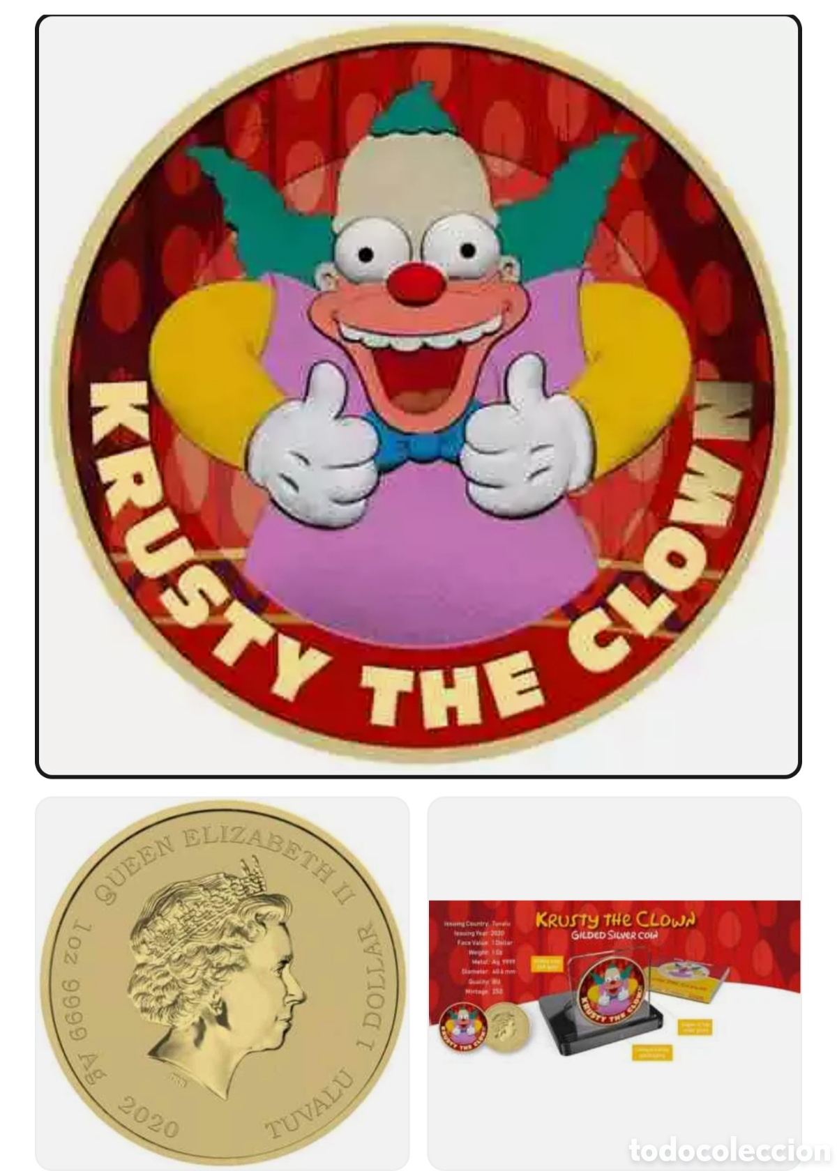 Monedas locales: Moneda de plata krusty el payaso - Foto 2
