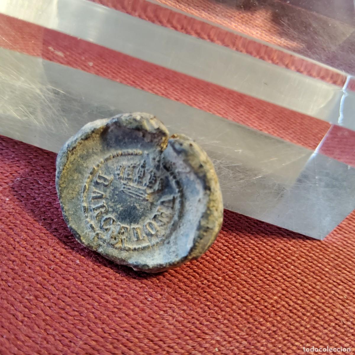 Monedas locales: PRECINTO MARCHAMO DE PLOMO, BARCELONA 1863 - Foto 3