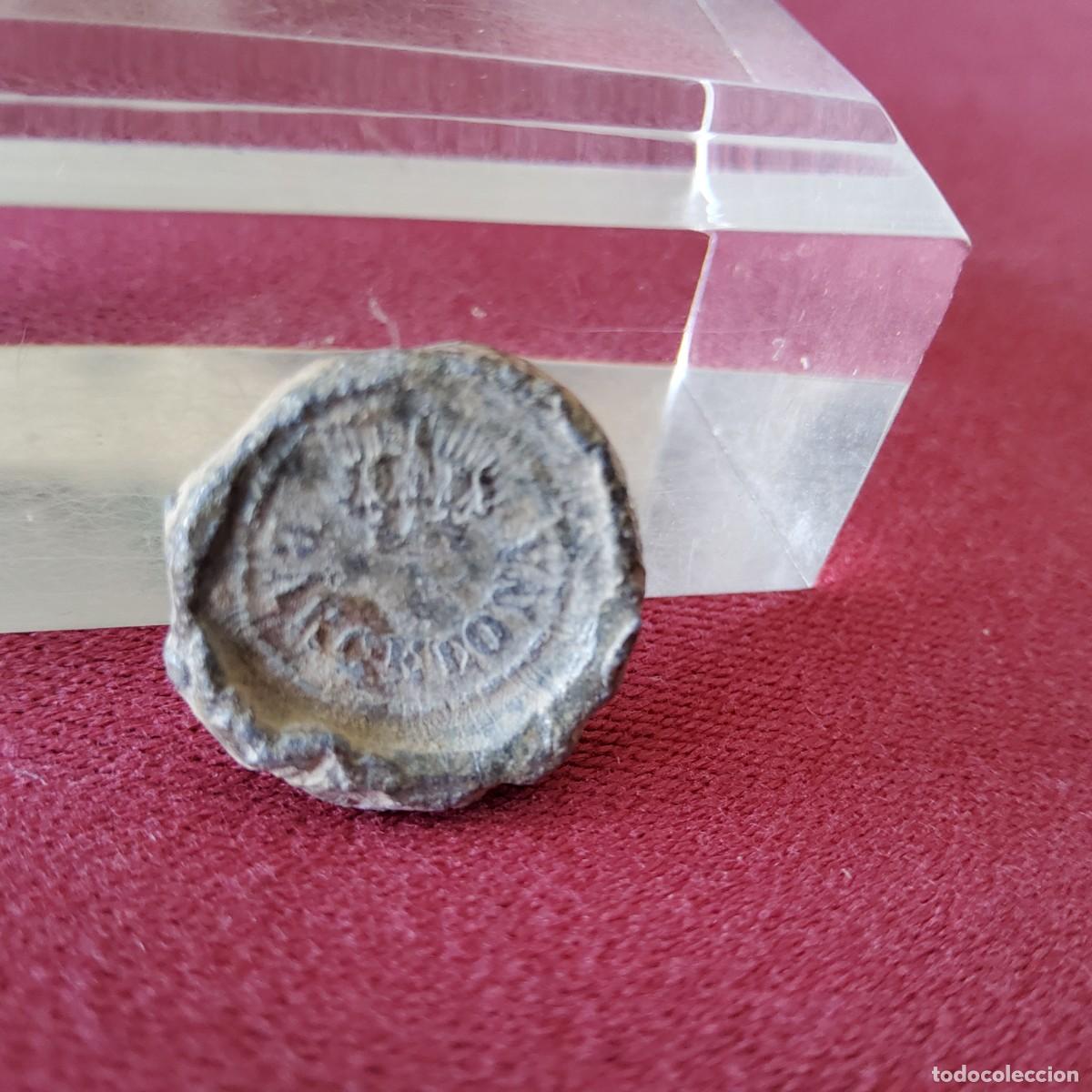 Monedas locales: PRECINTO MARCHAMO DE PLOMO, BARCELONA 1875 - Foto 2