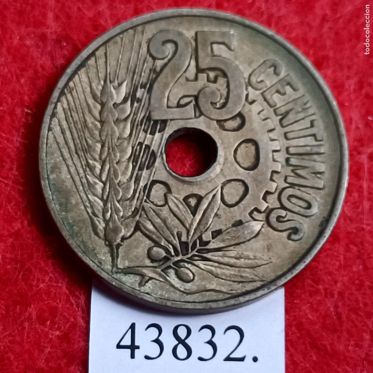 Monedas locales: Espa&ntilde;a 25 centimos 1934, 2&ordf; Rep&uacute;blica - Foto 2