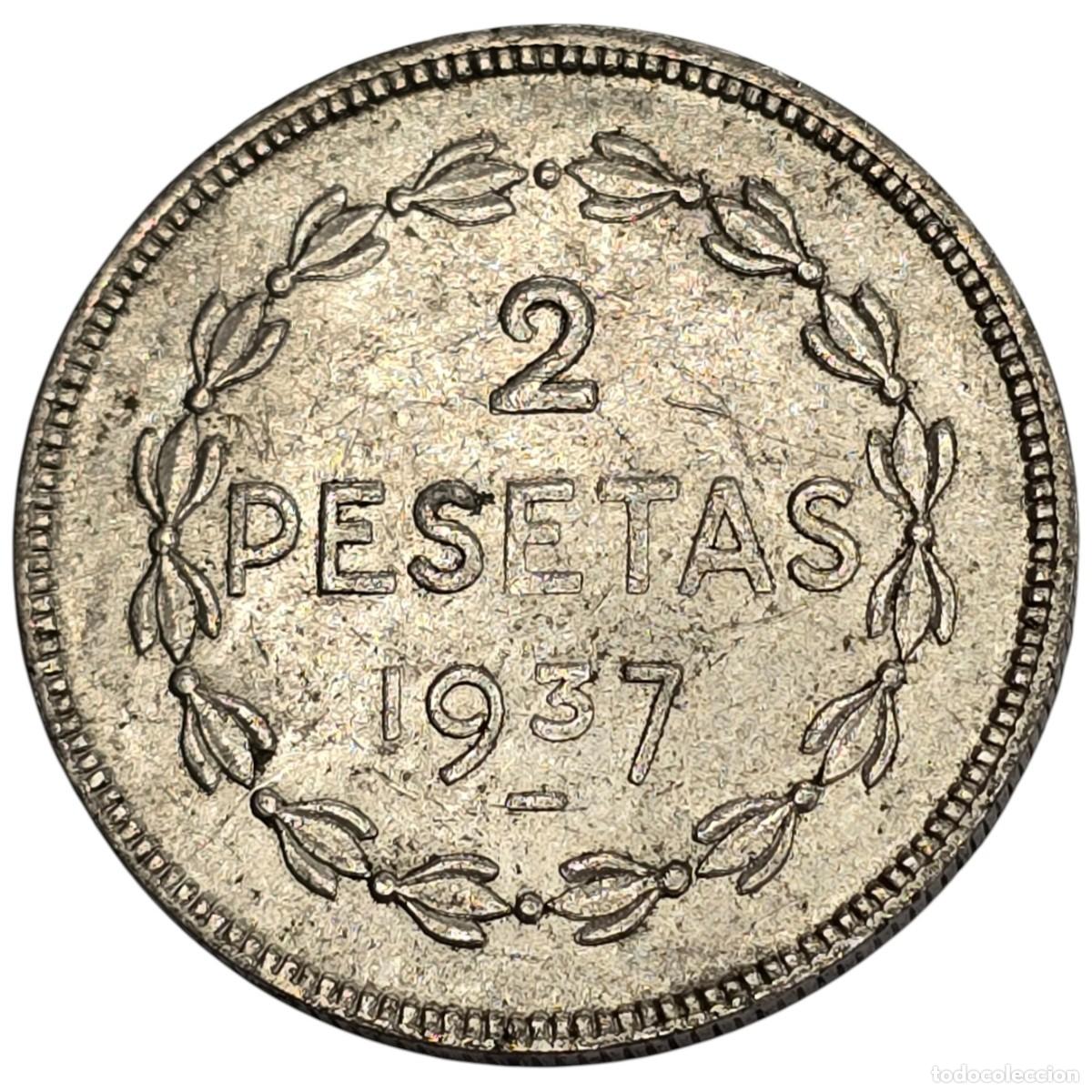 Monedas locales: GOBIERNO DE EUZKADI. 2 PESETAS. 1937. - Foto 2