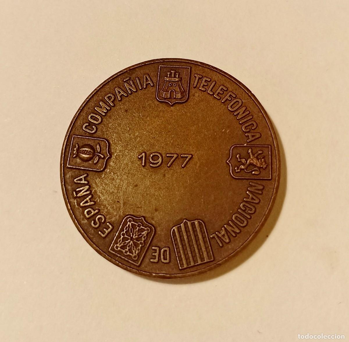 Monedas locales: MEDALLA COMPA&Ntilde;IA TELEFONICA 1977 - Foto 2