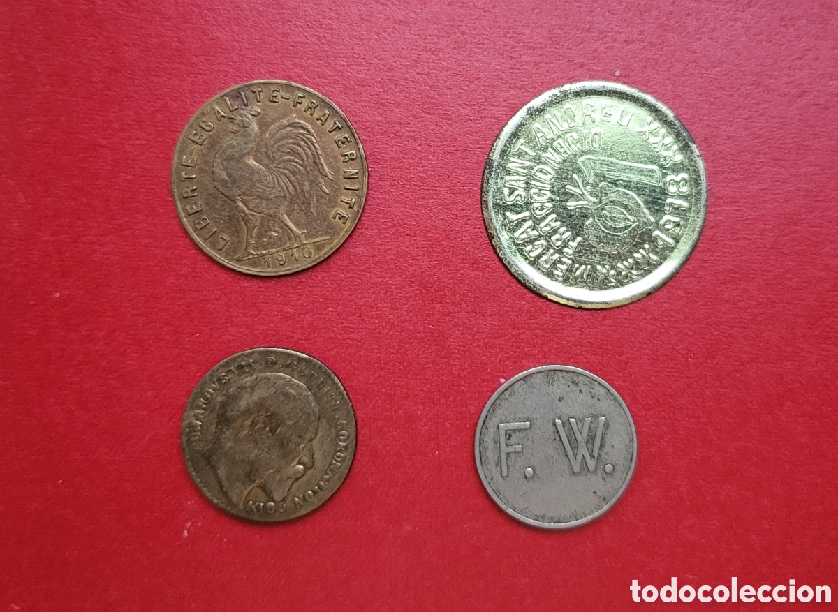 Monedas locales: Lote 4 fichas comerciales - Foto 2