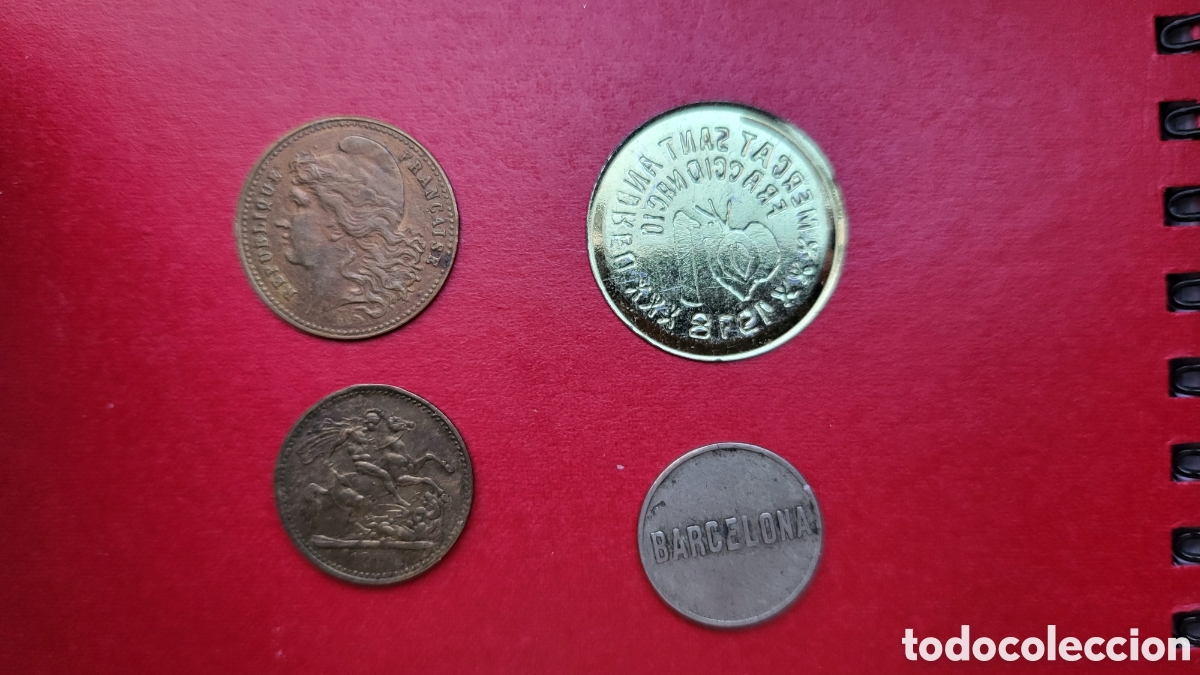 Monedas locales: Lote 4 fichas comerciales - Foto 1