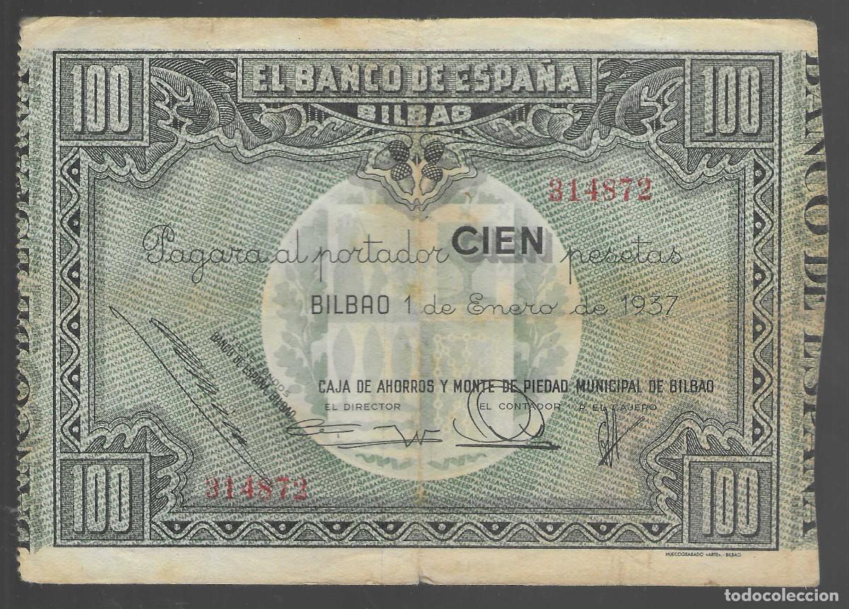 Monnaies locales: BILBAO,- 100 PTAS.- SIN SERIE- 1 ENERO 1937- VER FOTO