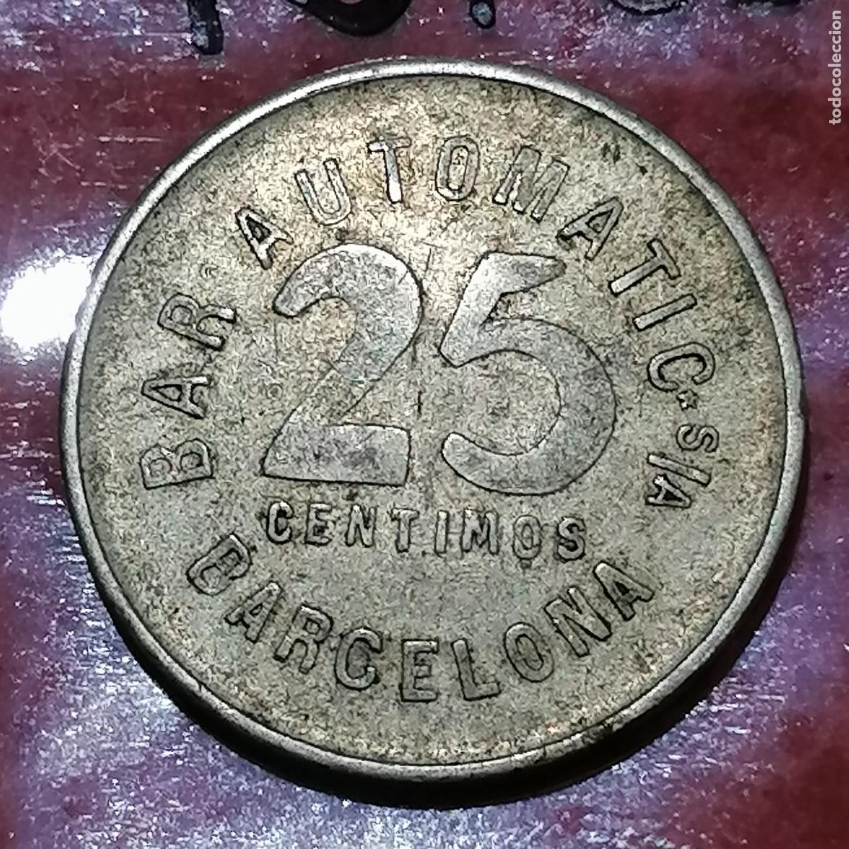Monedas locales: Ficha Espa&ntilde;a Bar automatic Barcelona, token, jeton - Foto 3