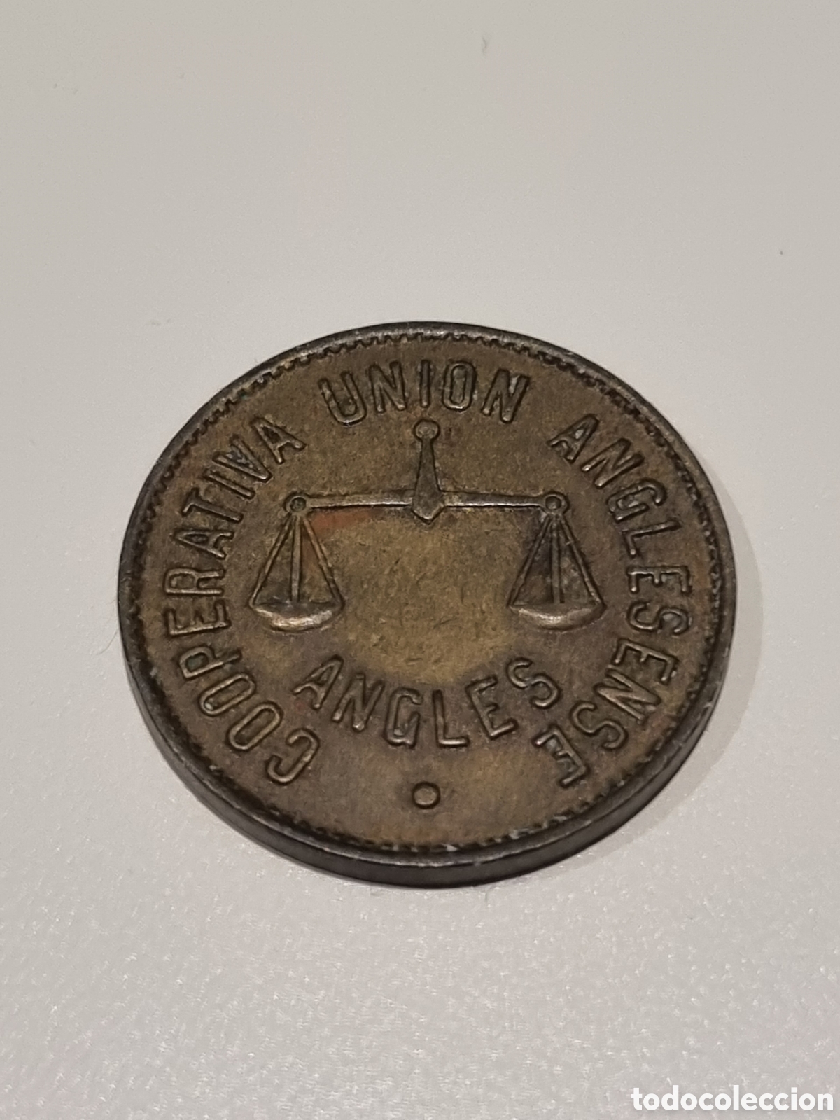 Monedas locales: Ficha cooperativa uni&oacute;n anglesense. Angl&egrave;s. Griona - Foto 2