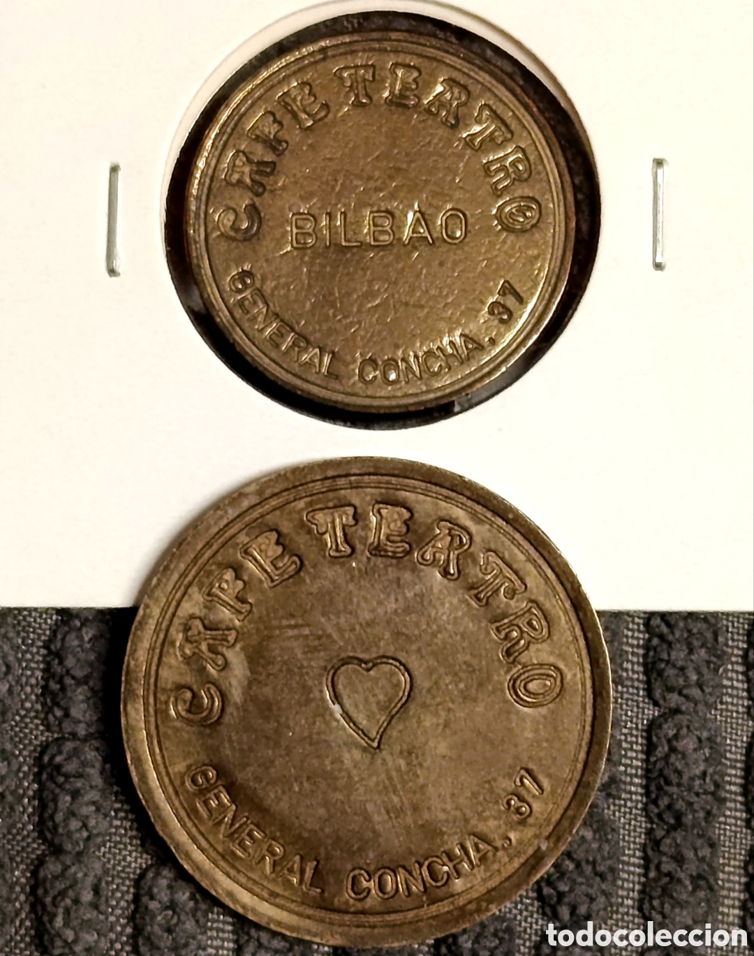 Monedas locales: 2 Fichas cafe teatro( Bilbao),General Concha 37