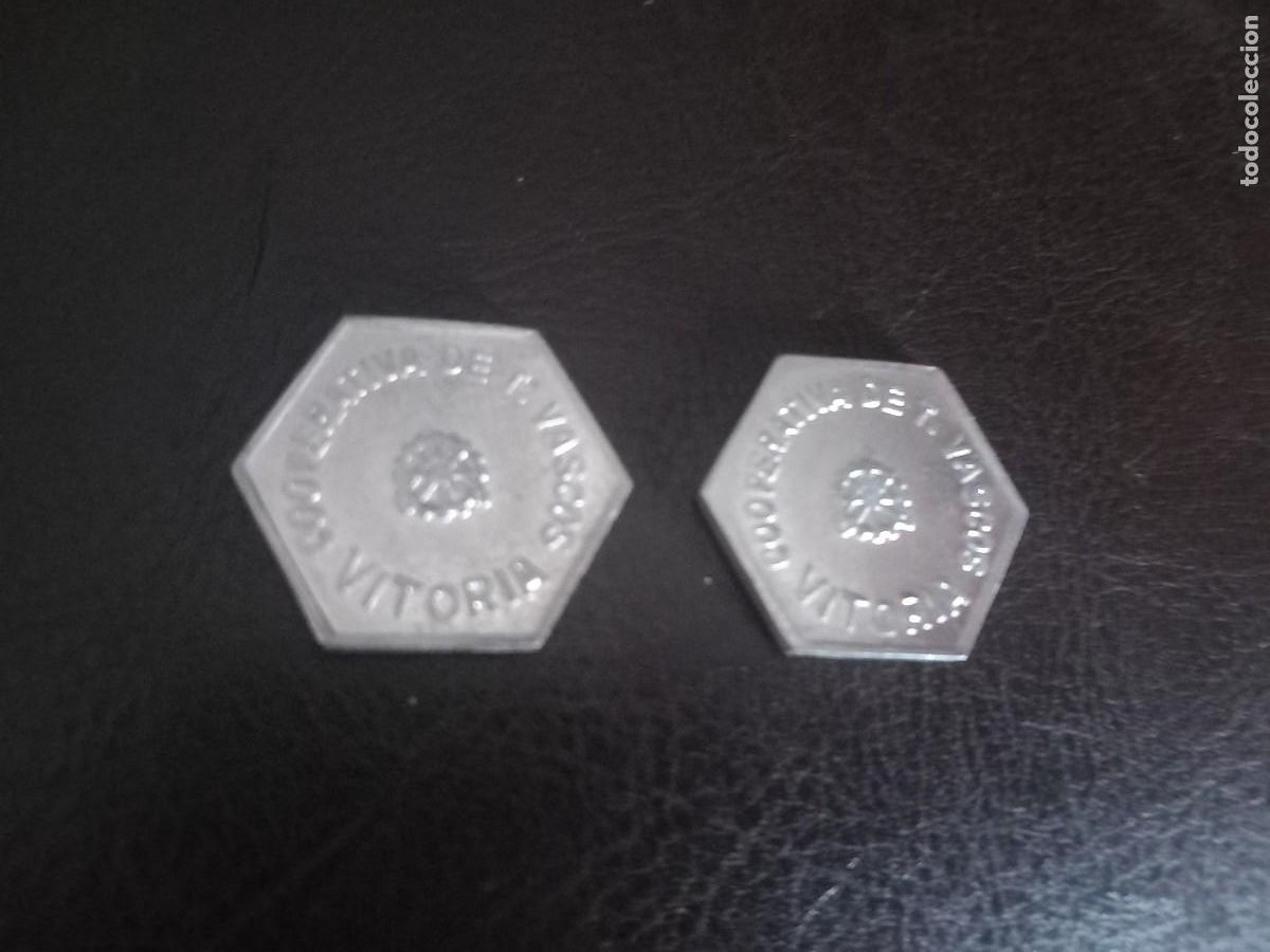 Monedas locales: 2 fichas 10 cts cooperativa trabajadores vascos