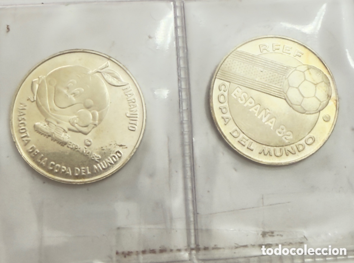Monedas locales: 2 Monedas Plata Mundial Espa&ntilde;a 82 &ndash; Naranjito + Sedes &ndash; Copa del Mundo &ndash; RFEF