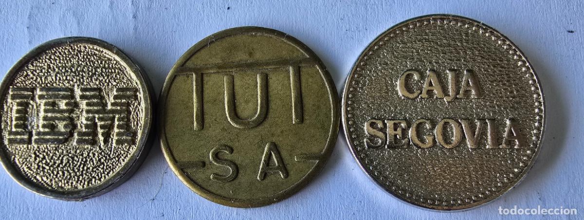 Monedas locales: 3 Fichas- IBM, transporte urbano 1errassa y caja segovia