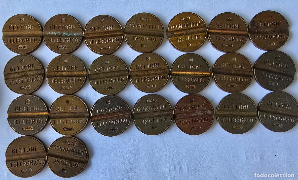 Monedas locales: 23 gettone . token- fichas telefonicas Italia todas diferentes numeraci&oacute;n
