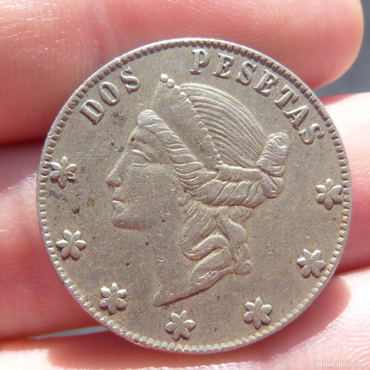 Monedas locales: Antigua ficha de casino de 2 pesetas, 27mm, 9,42gr.