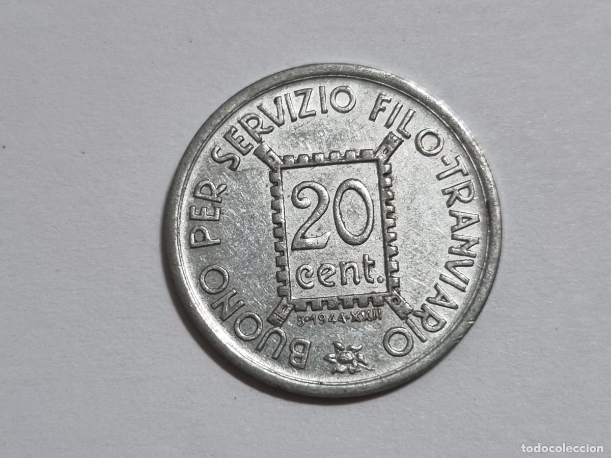 Monedas locales: Antigua Ficha Token Moneda 20 Cent Centimos Tranviario 1944 S.T.E.C.A.V
