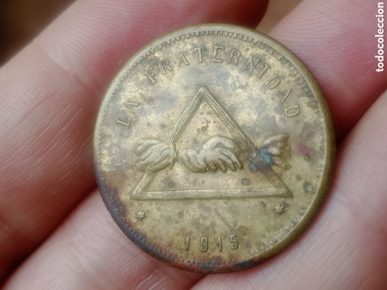 Monedas locales: Ficha 10 Centimos 1915 Barceloneta. Barcelona. Cooperativa LA FRATERNIDAD