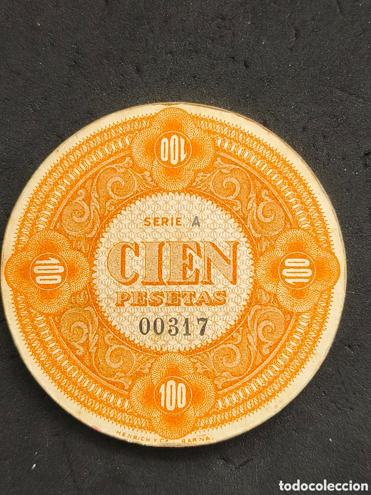 Monedas locales: Antigua ficha de 100 pesetas - Gran Casino Kursaal - San Sebasti&aacute;n