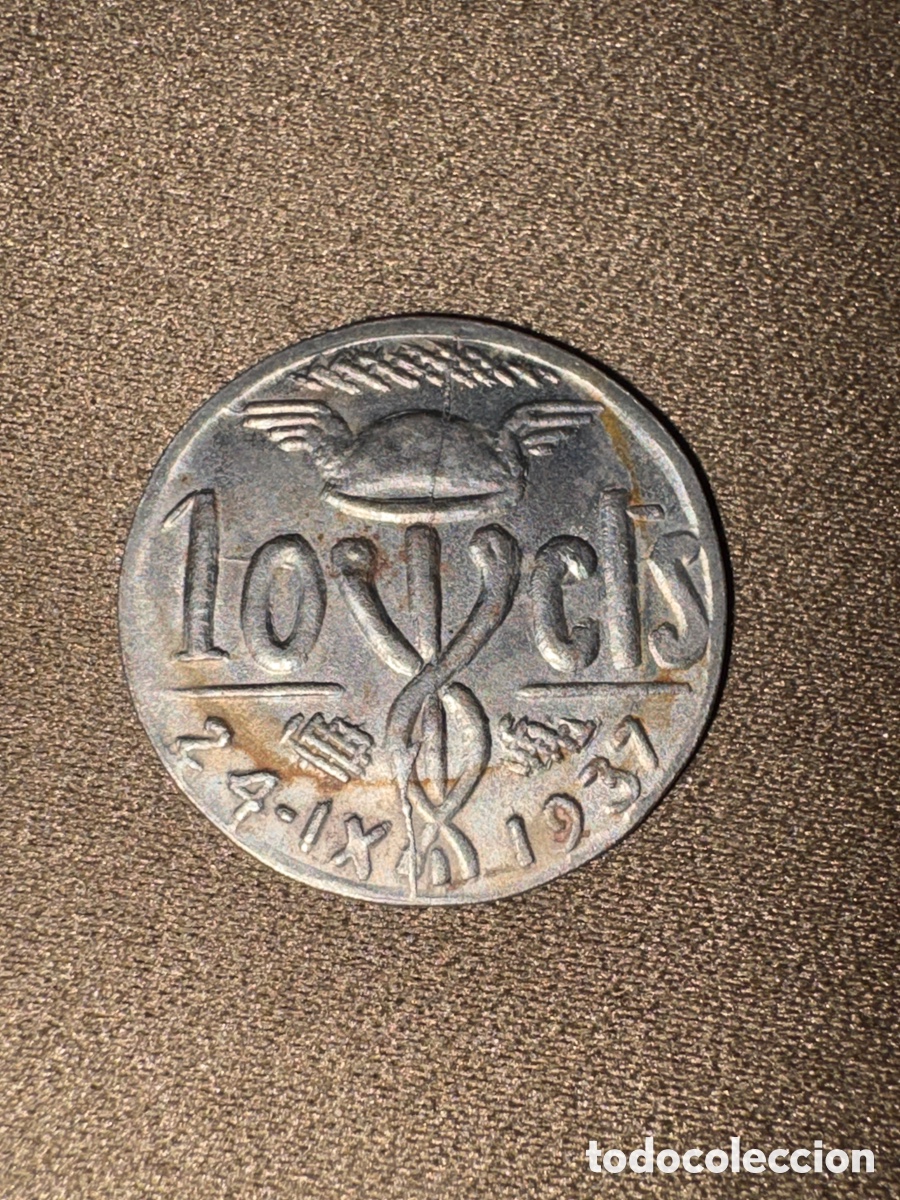 Monedas locales: Espa&ntilde;a - 1937 - Guerra Civil - Olot, 10 centimos 1937 Hierro. Ajuntament dOlot*ver fotos*