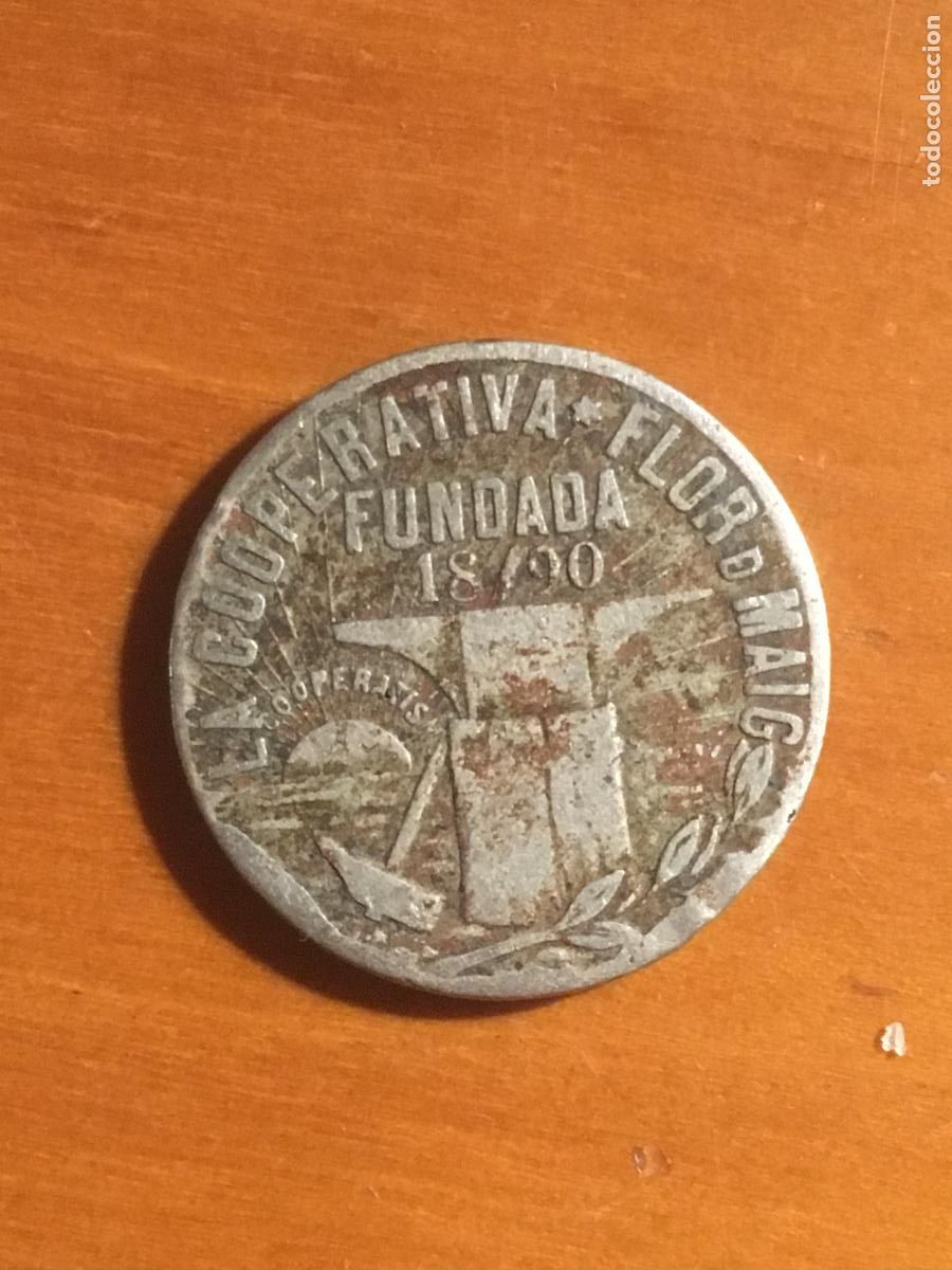 Monedas locales: cooperativa flor de maig 1 peseta moneda dineraria original