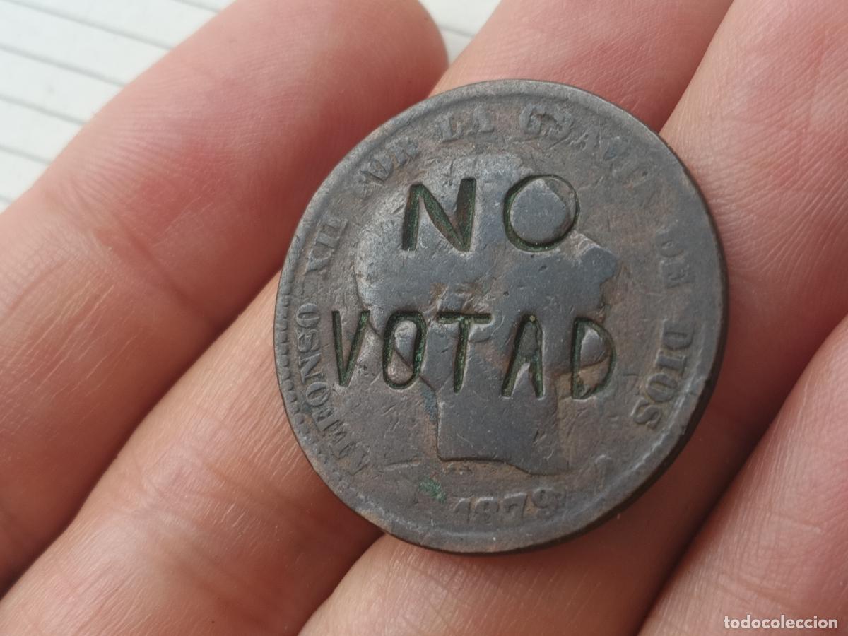 Monedas locales: 10 c&eacute;ntimos 1879 resello NO VOTAD