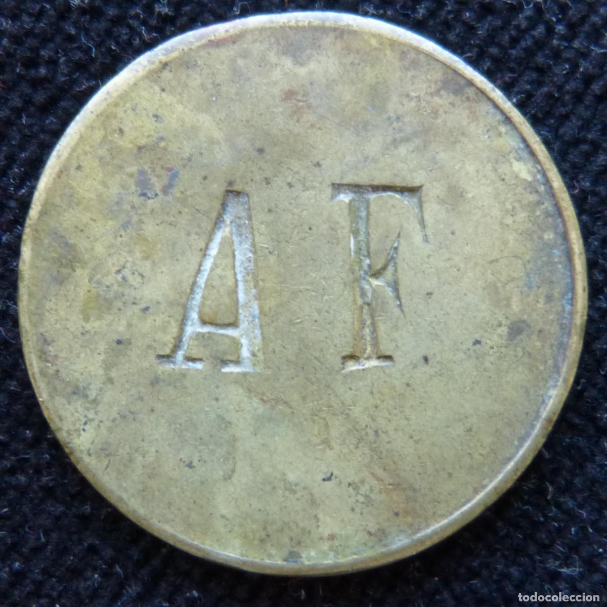 Monedas locales: Antigua ficha o moneda provisional 1 peseta o real?, A F, proviene de Gata de Gorgos. 29mm, 7,99gr.