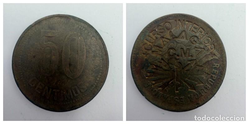 Monedas locales: FICHA. 50 CENTIMOS. RESELLADO. CURSO INTERIOR. M&Aacute;LAGA. VER FOTOS