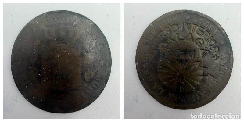 Monedas locales: FICHA. 5 CENTIMOS. RESELLADO. CURSO INTERIOR. M&Aacute;LAGA. VER FOTOS