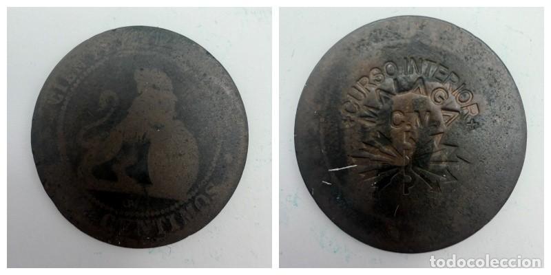 Monedas locales: FICHA. 10 CENTIMOS. RESELLADO. CURSO INTERIOR. M&Aacute;LAGA. VER FOTOS