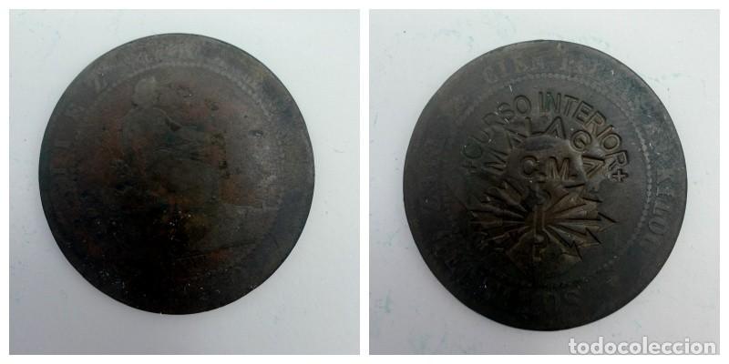 Monedas locales: FICHA. 10 CENTIMOS. RESELLADO. CURSO INTERIOR. M&Aacute;LAGA. VER FOTOS