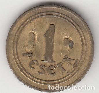 Monedas locales: FICHA DE 1 PESETA DE LA COOPERATIVA LA FAMILIAR BORGO&Ntilde;ESA - VICENTE DE TORELLO