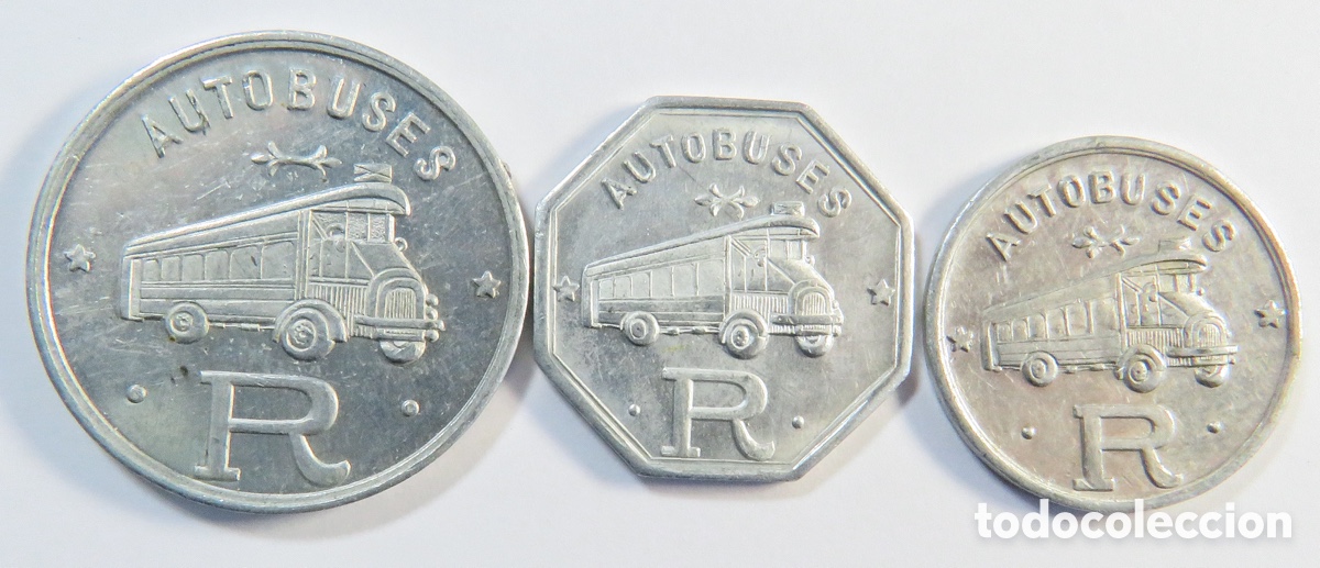 Monedas locales: Lote Fichas Autobuses Barcelona Guerra Civil 10 15 y 20 C&eacute;ntimos