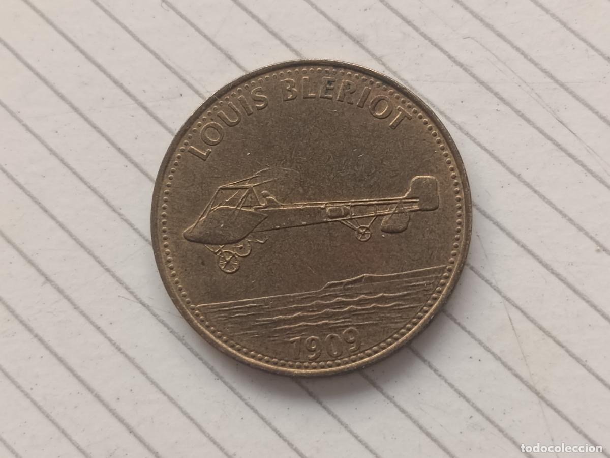 Monedas locales: SHELL. Louis Bleriot 1909, token, jet&oacute;n.