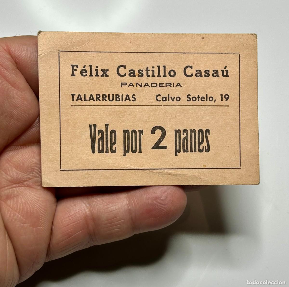 Monedas locales: 3908.Antiguo vale de panader&iacute;a emitido en el municipio de Talarrubias (Badajoz)