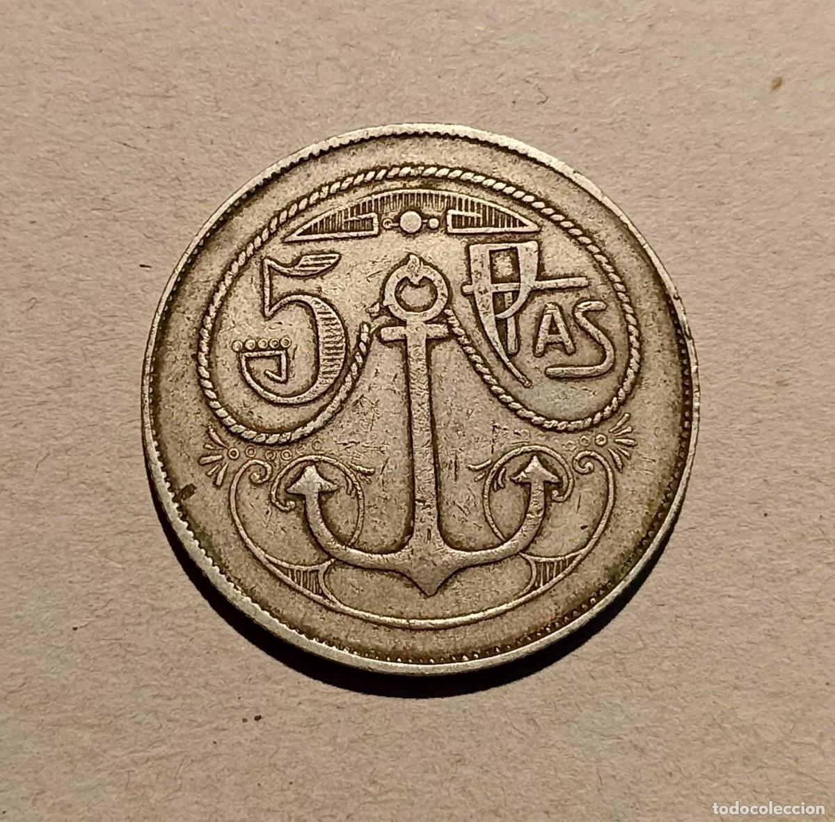 Moedas locais: ANTIGUA FICHA DE CASINO 5 PESETAS ANCLA
