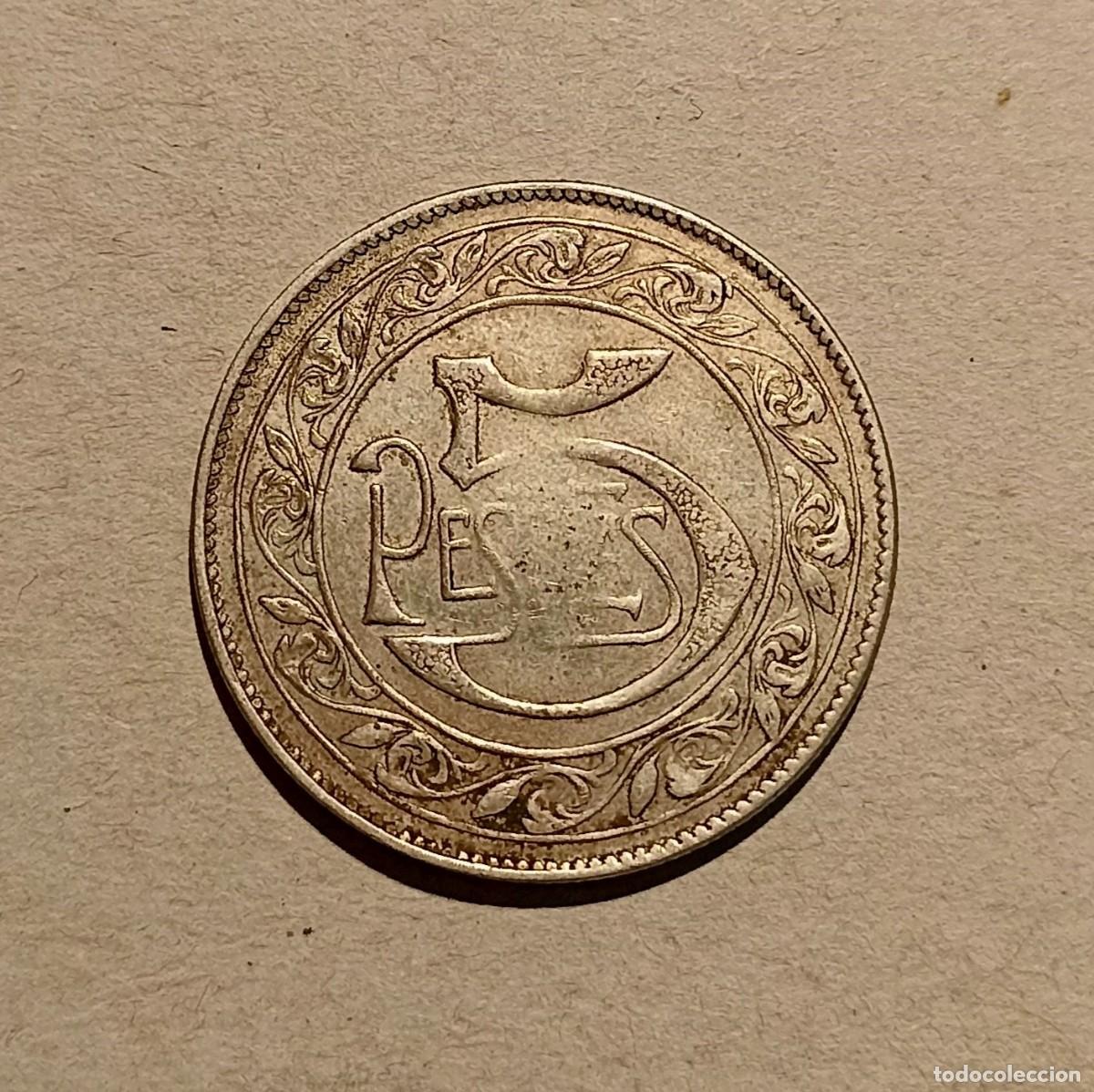 Moedas locais: ANTIGUA FICHA DE CASINO 5 PESETAS BUSTO CABALLERO