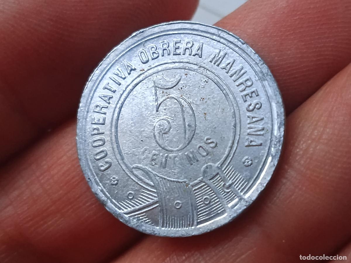 Monedas locales: Ficha monetaria de 5 c&eacute;ntimos de Cooperativa Obrera Manresana, Manresa