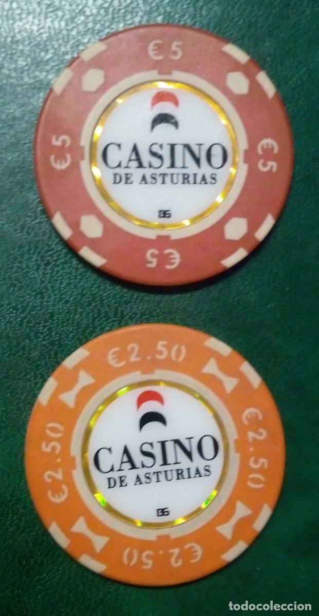 Monedas locales: Conjunto original de 2 fichas do Casino de Asturias (Espanha).